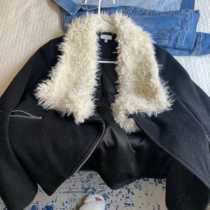 Black white fur jacket